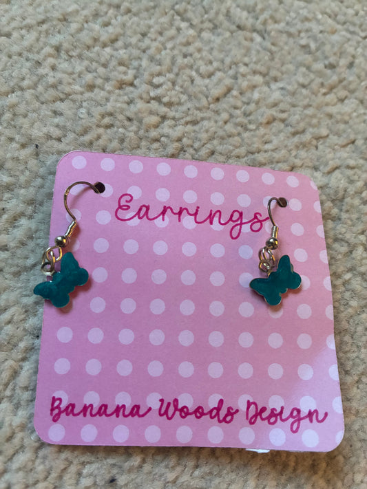 Teal butterfly Resin earrings