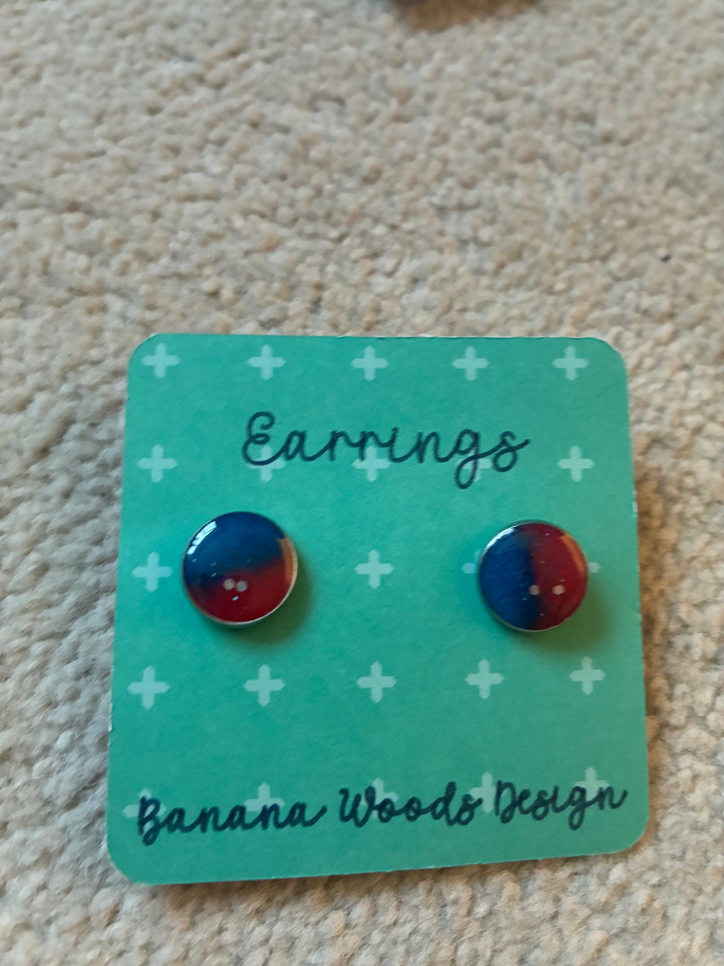 Blue and pink Resin earrings