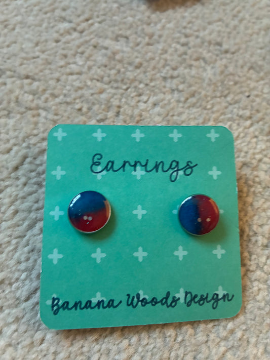 Blue and pink Resin earrings