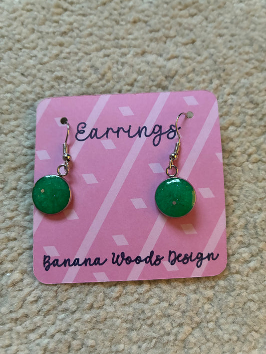 Green drop Resin earrings