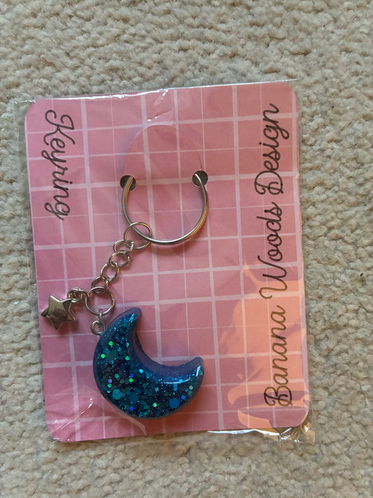 Blue moon Resin keyring