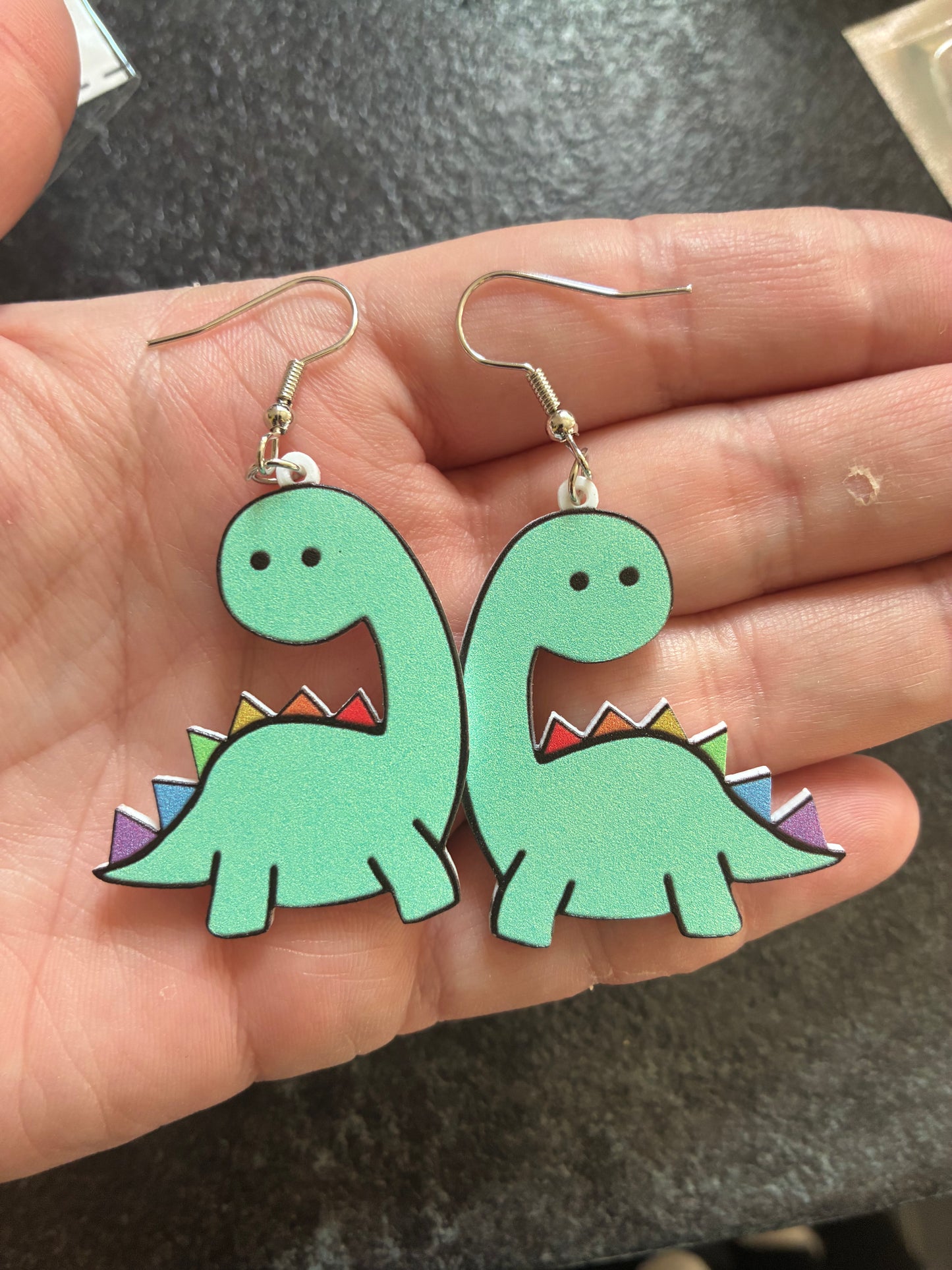 Rainbow Dino Acrylic earrings