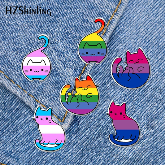 Pride Cat Acrylic Lapel Pin Rainbow Cats