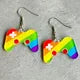 Rainbow Game Controller dangling earrings