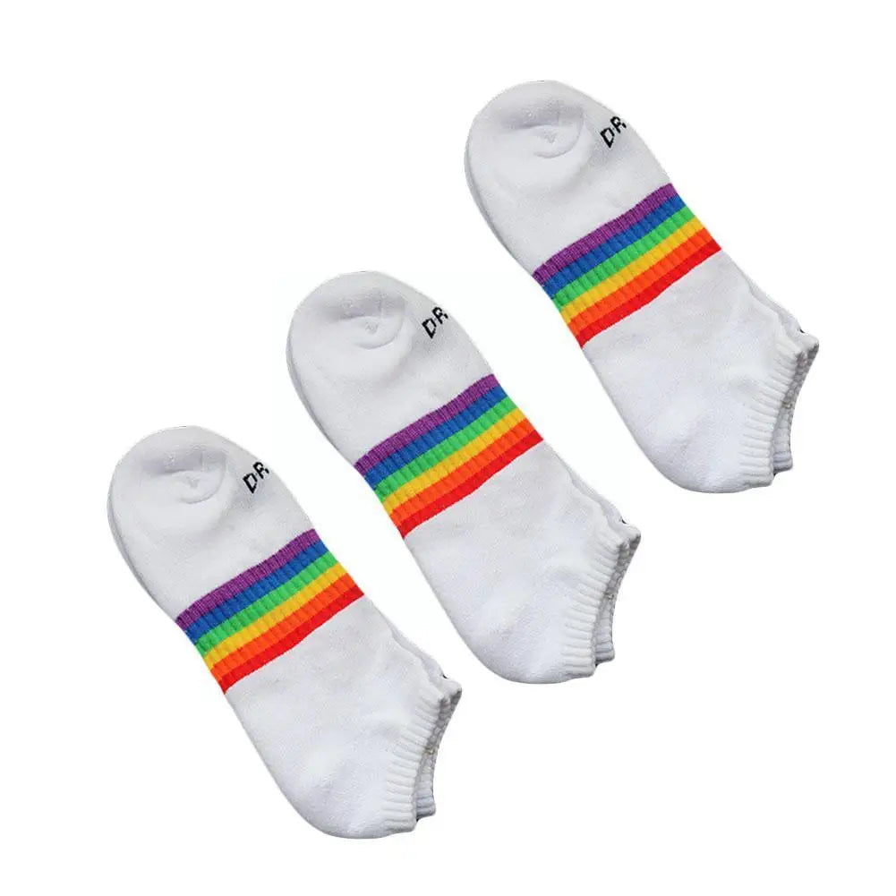 Winter Rainbow Striped Cotton Socks