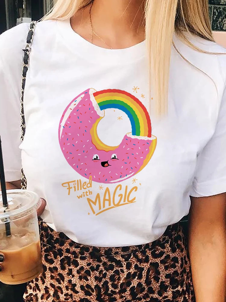 Rainbow Donut Graphic Print Tshirt