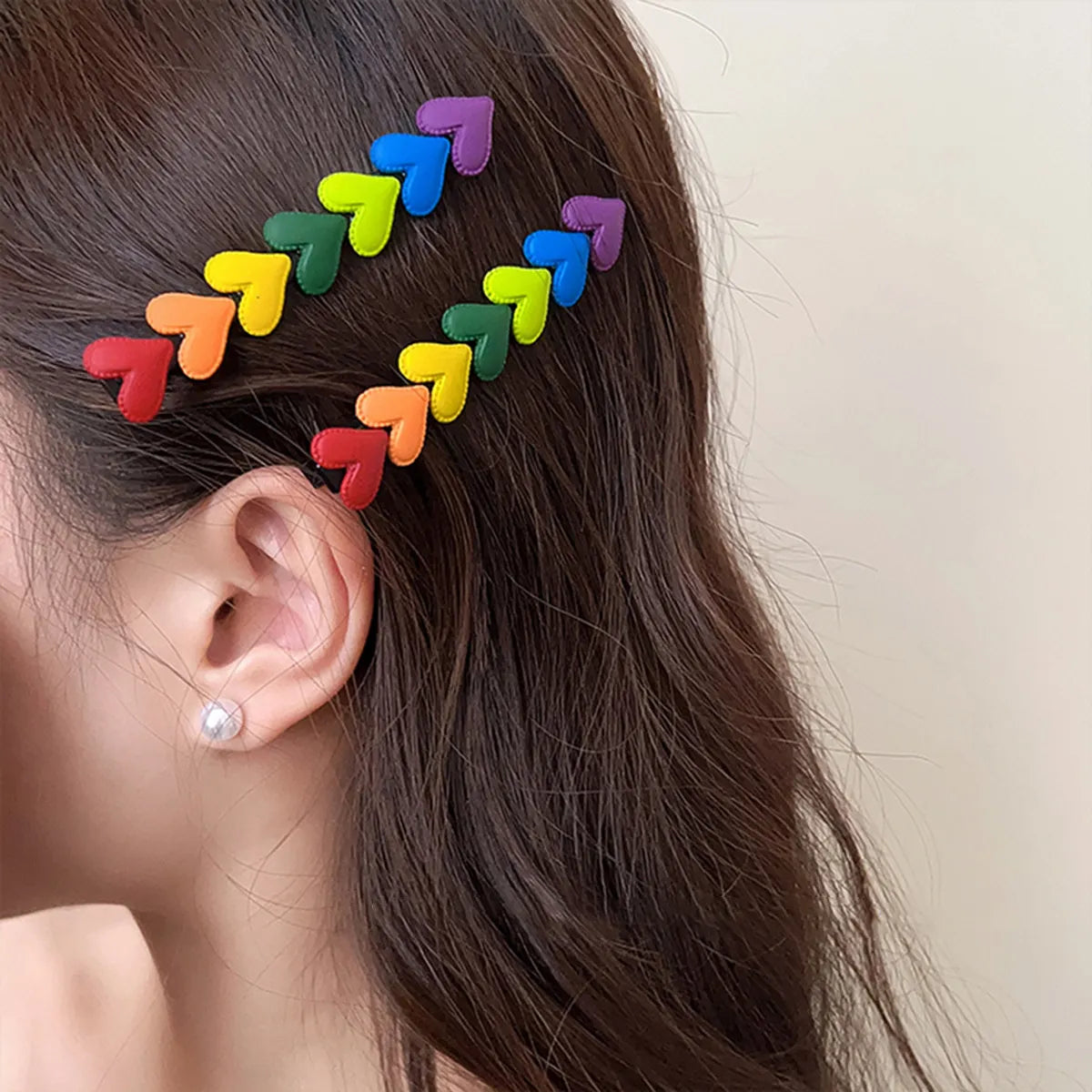 Cute Rainbow Love Heart Hairpins