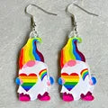 Rainbow Gonk dangling earrings