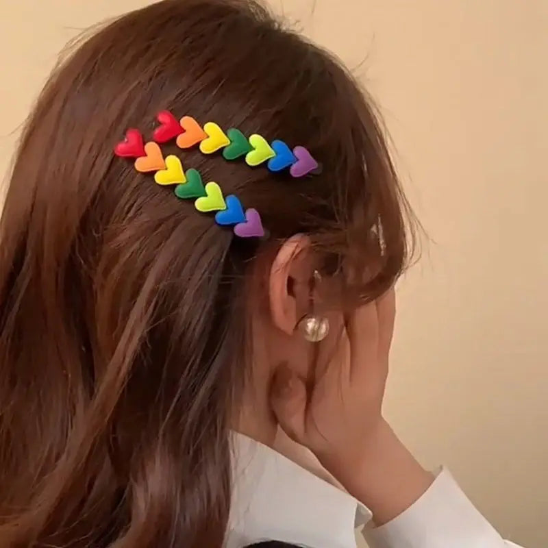 Cute Rainbow Love Heart Hairpins