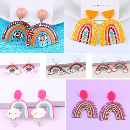 Rainbow Dangling Acrylic Earrings