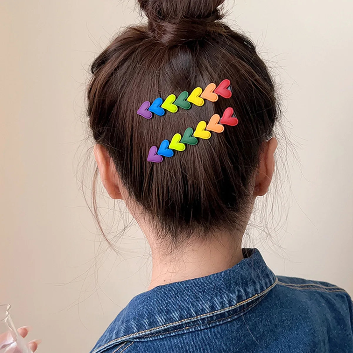 Cute Rainbow Love Heart Hairpins