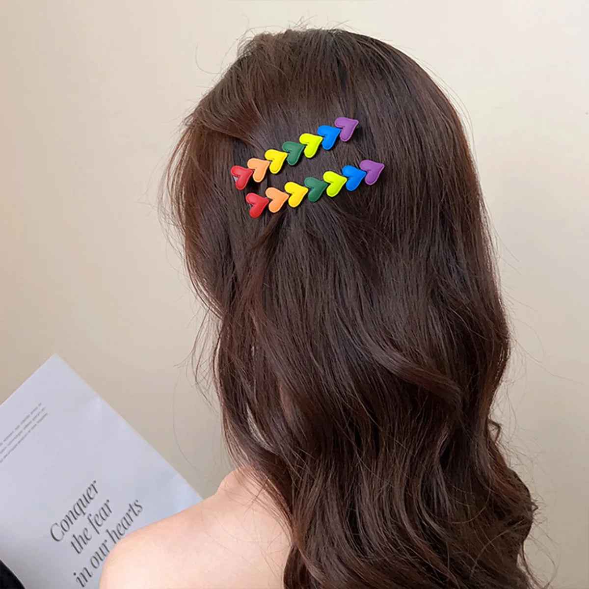 Cute Rainbow Love Heart Hairpins