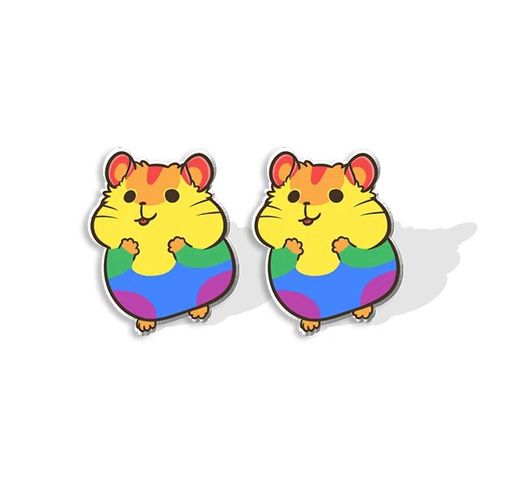 Rainbow Hamster Stud Earrings