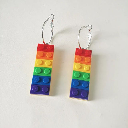 Rainbow Brick Dangle Earrings