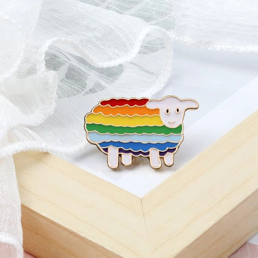 Rainbow Sheep pin badge