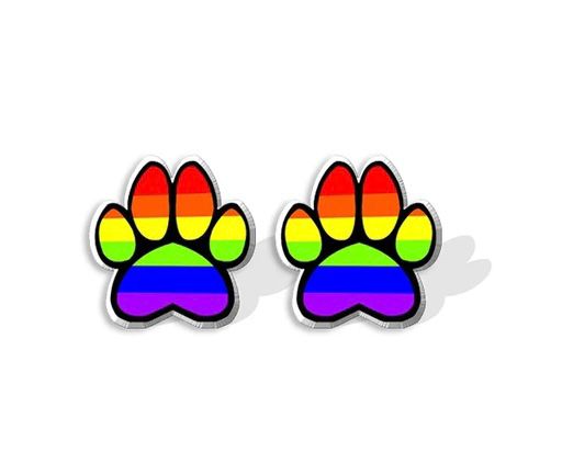 Rainbow paw print stud earrings