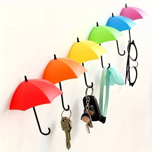 Rainbow Umbrella key hooks set of 6