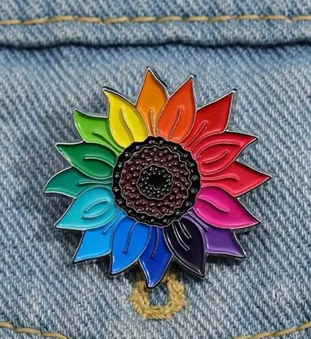 Rainbow Flower Enamel Pin Badge